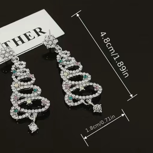 Sparkly Christmas Tree Earrings BRAND NEW - Picture 5 of 7